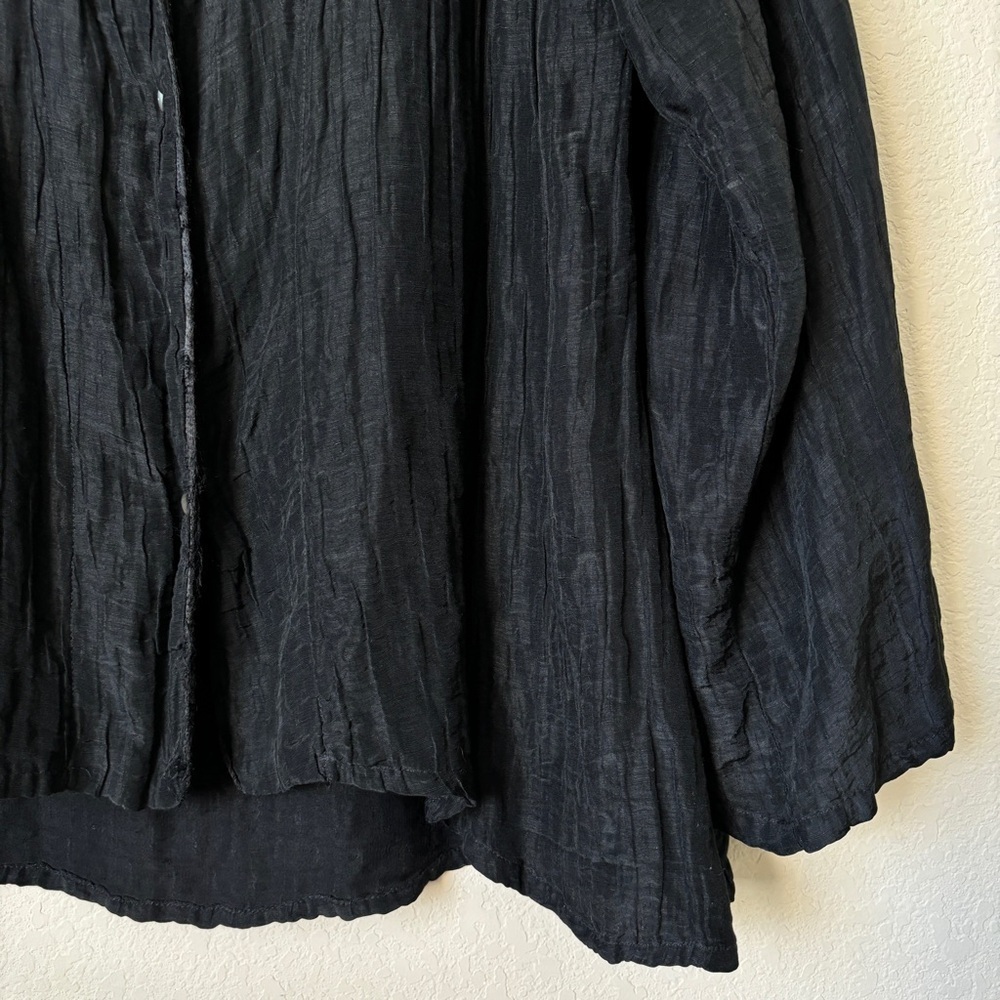 Cynthia Ashby Silk Linen Crinkle Textured Lagenlook Button Down Jacket - Picture 8 of 14